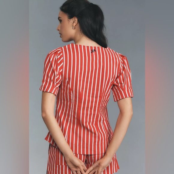 NWT! Anthropologie Damson Madder Shell Linen Blend Puff-Sleeve Blouse - Size 2 🏆 - Picture 3 of 16